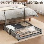 FOUCSSOMEI UnderBed Storage Containers, UnderBed Shoe Storage with Wheels, Under Bed Drawers for Clothes Book Blankets, Dorm Bedroom Organizer - Image 2