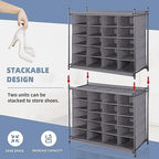 STORAGE MANIAC Stackable Shoe Cubby Organizer, Free Standing Shoe Cube Rack for Entryway, Bedroom, Apartment, Closet, 20-Cube Gray - Image 4