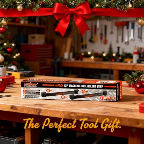 HORUSDY 12" Magnetic Tool Holder Strip, 4-Pack Tool Magnet Bar for Garage Organization, Shop Organization, Mounting Screws Included - Image 2
