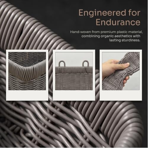 Wall Baskets, Hanging Wicker Baskets for Kitchen Bathroom Garage Porch Door Decor and Organizing (Gray, M+L) - Image 3