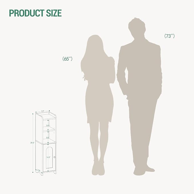 Hzuaneri Bathroom Storage Cabinet, Narrow Toilet Paper Cabinets with Doors - Image 3