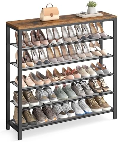 VASAGLE 6-Tier Shoe Rack, 24-30 Pairs, Metal Mesh by Unknown