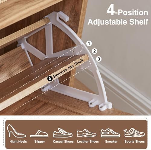 Barnyatoh Farmhouse Shoe Storage Cabinet,Shoe Organizer with 4 Flip Drawers - Image 4