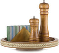 Hanobe Lazy Susan Centerpiece Tray, Round Wooden Turntable Organizer, Brown by Hanobe