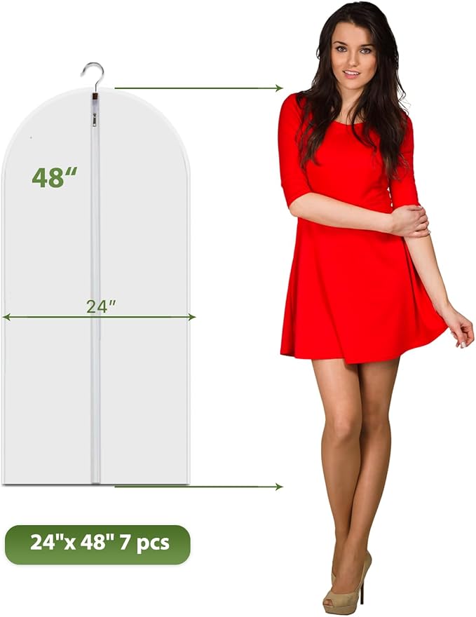 Clear Garment Bags for Hanging Clothes with 5 Cedar Balls, 7 Pack 48 Inch - Image 2