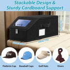 Hat Storage for Caps, 2PCS Stackable Hat Organizer Boxes, Black - Image 2