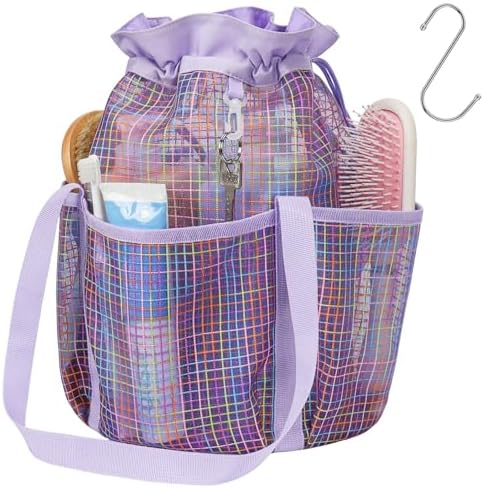 Mesh Shower Caddy Portable with Drawstring - 2-Handle Shower Bag for Dorm by F-color