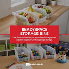 ReadySpace Medium Stackable Plastic Storage Bins, 8-Pack, Clear - Image 2