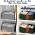 DIMJ Large Closet Shelf Organizer Bins 8 Packs with Handles and Divider, Fabric Trapezoid Storage Baskets, Foldable Clothes Containers Box for Shelf, Towel, Book, Toy, Purse, Hats, Green - Image 3