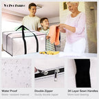 6 Pack Heavy Duty Extra Large Moving Bags W/Backpack Straps - Strong Handles & Zippers, Storage Totes For Space Saving, Fold Flat, Alternative to Box and Bin (40 gal, Semi-Transparent) - Image 3