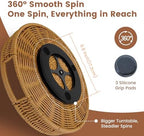 12 Inch Rattan Lazy Susan Organizer for Cabinet with Handles - Image 3