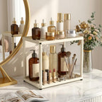 2 Tier Bathroom Counter Organizer, Rectangular Vanity Organizer Shelf, Skincare and Makeup Countertop Storage Rack for Kitchen, Bathroom, Bedroom Beige - Image 6