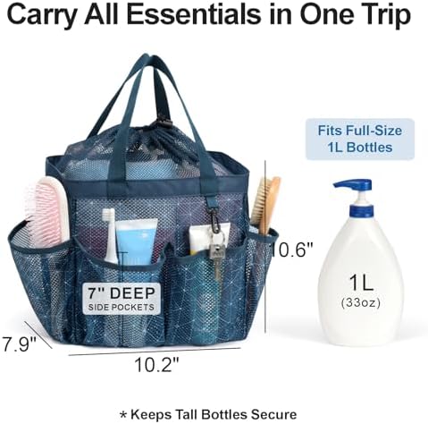 Mesh Shower Caddy Portable with Drawstring - 2-Handle Shower Bag for Dorm - Image 3