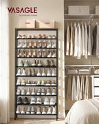 VASAGLE Shoe Rack with 9 Mesh Shelves and 1 Large Top for Bags, Steel Frame - Image 2