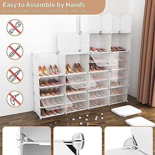 ROJASOP Shoe Storage Cabinet, 12-Tier Shoe Organizer 96 Pairs Extra Large Plastic Shoe Rack with Covers Portable Shoe Rack Organizer with Doors Big Shoe Rack for Closet Entryway Bedroom - Image 6