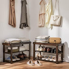 Pipishell 3 Tier Bamboo Shoe Rack Bench for Entryway, Brown - Image 2