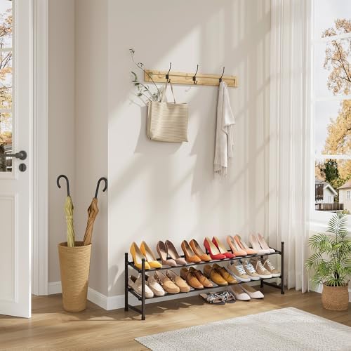Tajsoon Expandable Shoe Rack for Closet 2 Tier, 28“-41“Stackable, Bronze - Image 2