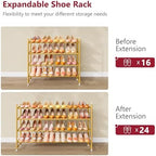Tajsoon Expandable Shoe Rack for Closet 4 Tier, 28“-41“Stackable, Gold - Image 7