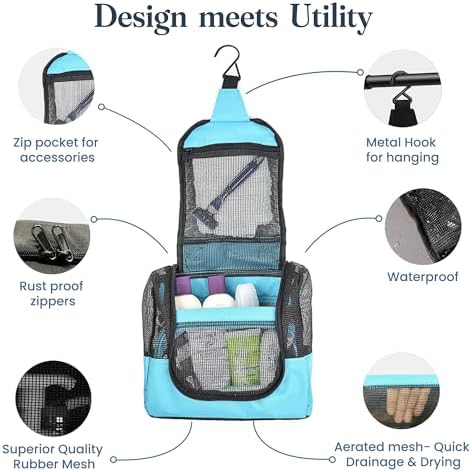 The Fine Living Co. Portable Shower Caddy Hanging Mesh Shower Caddy,10x4x8" - Image 3