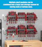CCCEI Pack of 2 Modular Power Tools Organizer, Drills and Battery Storage Wall Mount, Garage Shop Organization, Anniversary, Birthday, Gifts for Men, Father, Red. - Image 3