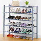 Smiry Bamboo Shoe Rack, 16 Vertical Slats, 5 Tier - 33.7" Wide, Grey by Smiry