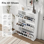 Nicetree Shoe Cabinet with 3 Flip Drawers, Modern Entryway Organizer, White - Image 3