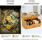 Stackable Bamboo Pantry Storage Bins, Potato Onion Storage Organizer, 3-Tier Fruit and Vegetable Basket with Easy Access Design, Countertop Pantry Organizer for Kitchen Storage and Organization - Image 4