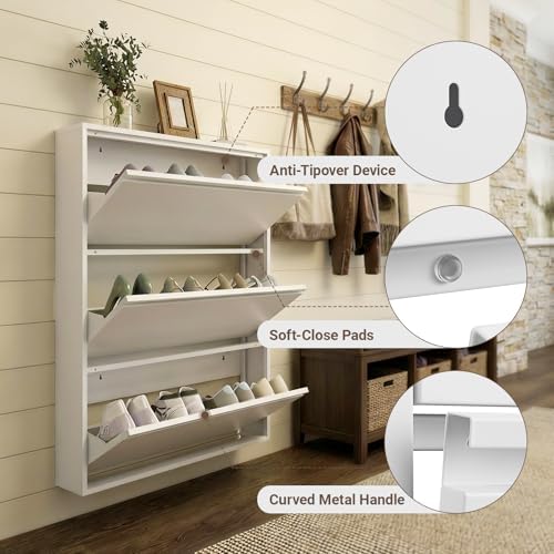 3 Flip Drawer Shoe Cabinet, Slim Metal Storage for Entryway - Image 6
