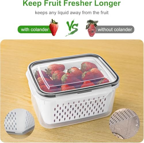 5 PCS Large Fruit storage Containers for Fridge with Colanders and Choppers - Image 4