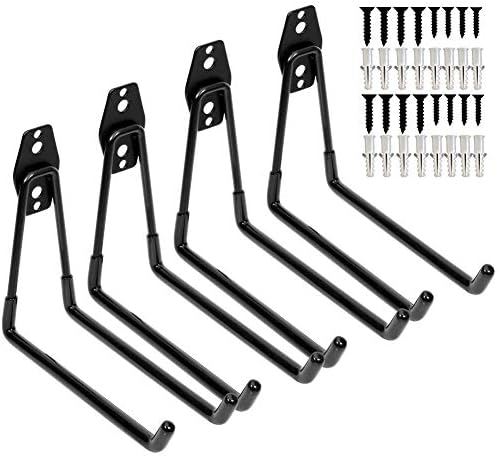 Heavy Duty Garage Storage Utility Double Hooks,Extended Wall Mount Tool Holder Organizer for Ladders,Bike,Chair (4 Pack Black 7.5" Large U Hook) by Yisunnan