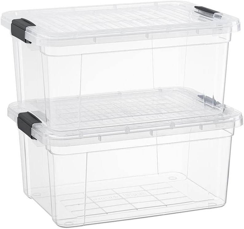 Superio 21 Quart Clear Plastic Storage Boxes with Lids, Stackable Organizer Containers, BPA-Free Storage Bins for Home, Office, School & Dorm, 2 Pack by Superio