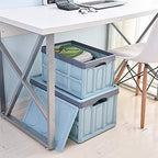 Lidded Storage Bins 2 Pack 30L Collapsible Storage Box Crates Plastic Tote Storage Box Container Stackable Folding Utility Crates for Clothes, Toy, Books ,Snack, Shoe, and Grocery Storage Bin-Blue - Image 2
