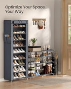SONGMICS 10-Tier Shoe Rack with Cover, Shoe Storage Cabinet for 20 Pairs - Image 2