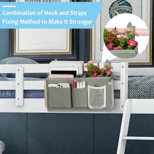 Lilithye Bedside Caddy, Bedside Storage Bag Hanging Organizer for Bunk Bed - Image 3