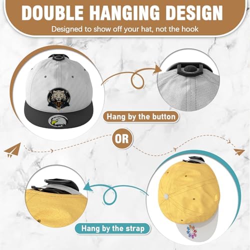Niunuerga 36 Pack Adhesive Hat Hooks for Wall, Super Strong Hat Rack for Baseball Caps, Minimalist Hat Organizer Display for Home Decor, Hat Hangers Holder for Wall, Door, Closet, No Drilling (Black) - Image 3