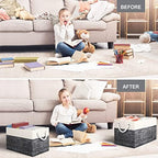 Fab totes Storage Bins 8-Pack, Foldable Storage Baskets for Organizing Toys, Books, Shelves, Closet, Large Storage Box with Rope Handles, Sturdy Organizer Bins, White & Black - Image 6