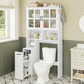 UPOSOJA Over The Toilet Storage Cabinet with Pulley Small Bathroom Storage Cabinet, Space Saver W/Adjustable Shelf & Glass Doors for Bathroom, Restroom, Laundry (Frosted Mirror-Type B) by UPOSOJAWishesYouaNiceDay
