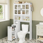 UPOSOJA Over The Toilet Storage Cabinet with Pulley Small Bathroom Storage Cabinet, Space Saver W/Adjustable Shelf & Glass Doors for Bathroom, Restroom, Laundry (Frosted Mirror-Type B) by UPOSOJAWishesYouaNiceDay