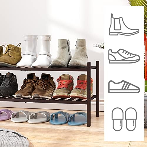 viewcare 2-Tier Shoe Rack for Entryway, Bamboo Shoe Rack for Closet, Free Standing Shoe Racks for Indoor Outdoor, Stackable Shoe Shelf Storage Organizer for Hallway Closet - Image 4