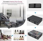 Onlyeasy 2 Pack Under Bed Shoes Storage Bag Organizer (14+4 Pairs), Collapsible Shoe Boot Container with Handles, Underbed Storage Solution for Kids & Adults, 86x60x15cm, Linen-like Black, MXAUBS14S4 - Image 6