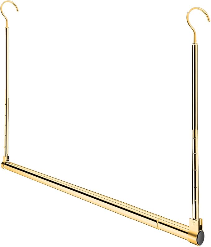 Adjustable Hanging Closet Rod, Extender Hanging Rod, Closet Hanging Organizer, Heavy Duty Closet Bar, Hanging Rod (Gold, 1 Pack) by Yeetburg