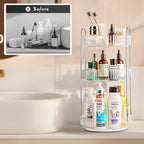 360 Rotating Makeup Organizer, 3 Tier Large Capacity Lazy Susan Bathroom Counter Organizer, Skincare Organizers, Spinning Perfume Organizer & Vanity Organizer Countertop (Silver Clear, 3 Tier) - Image 2