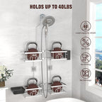 REINHARDT Adjustable Shower Caddy Hanging for Handheld Showerheads, Silver - Image 3