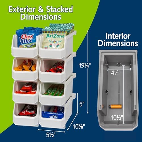 ReadySpace Medium Stackable Plastic Storage Bins, 8-Pack, White - Image 3