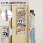 SWTYMIKI Over the Door Shoe Organizer - Adjustable 6 Tier Hanging Shoe Rack Organizer, Metal Heavy Duty Behind Door Storage or Wall Mount Shoes Shelf for Flats, Heels, Sneakers, Boots, Silver - Image 6