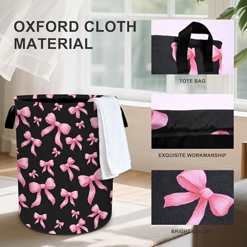 Bow Laundry Basket Storage Bin Foldable Laundry Hamper Clothes Storage Bucket Organizer 19.6x15.7 Inch For Laundry Room/Bedroom/Bathroom - Image 3