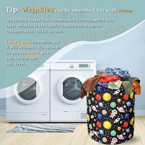 Funny Astronaut Laundry Basket Oxford Cloth Foldable Hamper 18.9x16.5In - Image 6