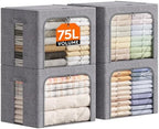 Lifewit 4 Pack Clothes Storage Bins with Metal Frame, Stackable Storage Box by Lifewit