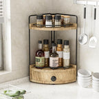 2-Tier Corner Bathroom Countertop Organizer with Drawer - Image 6