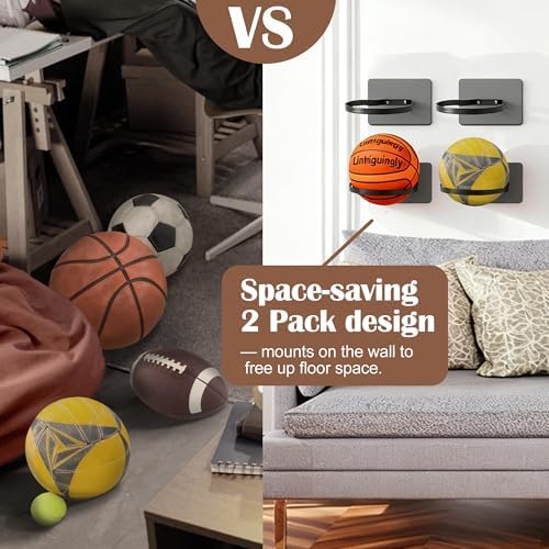 Basketball Holder Wall Mount — Ball Holder Wall Mount,Ball Storage Display Rack for Autograph Basketballs, Soccer/Volleyball Holder，Sports Accessories Organizer - Image 2